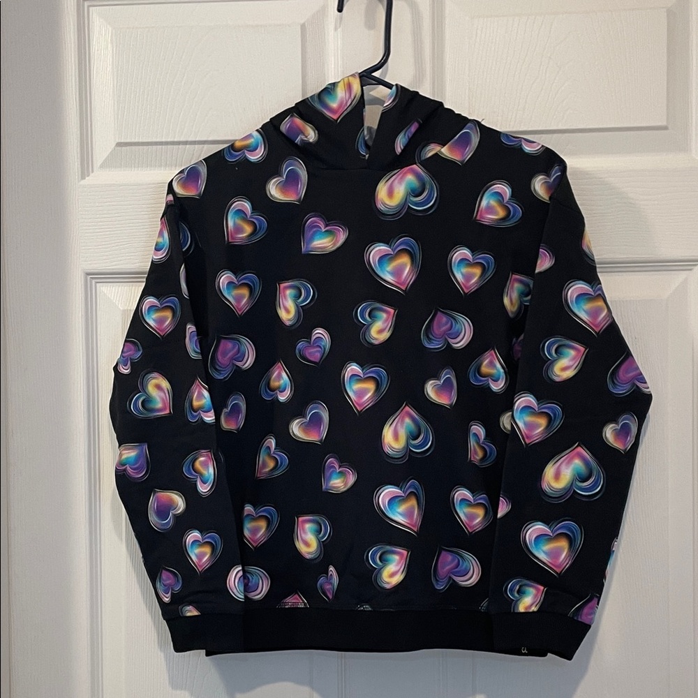 Deux par Deux Fleece Hoodie Black and Multicolor  - Great for Valentirne's Day